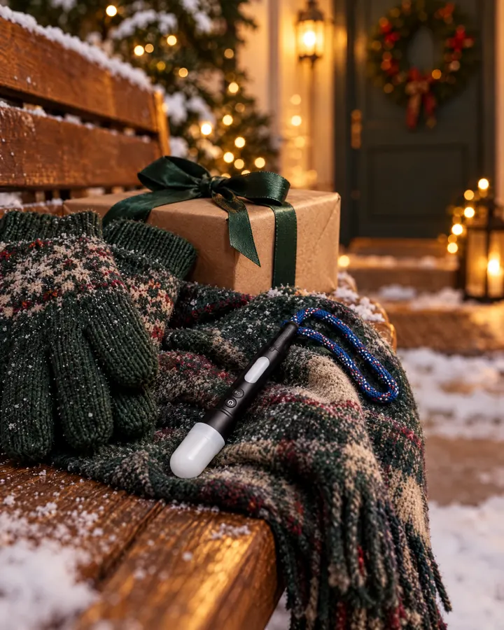 Taschenleuchte in weihnachtlicher Szene